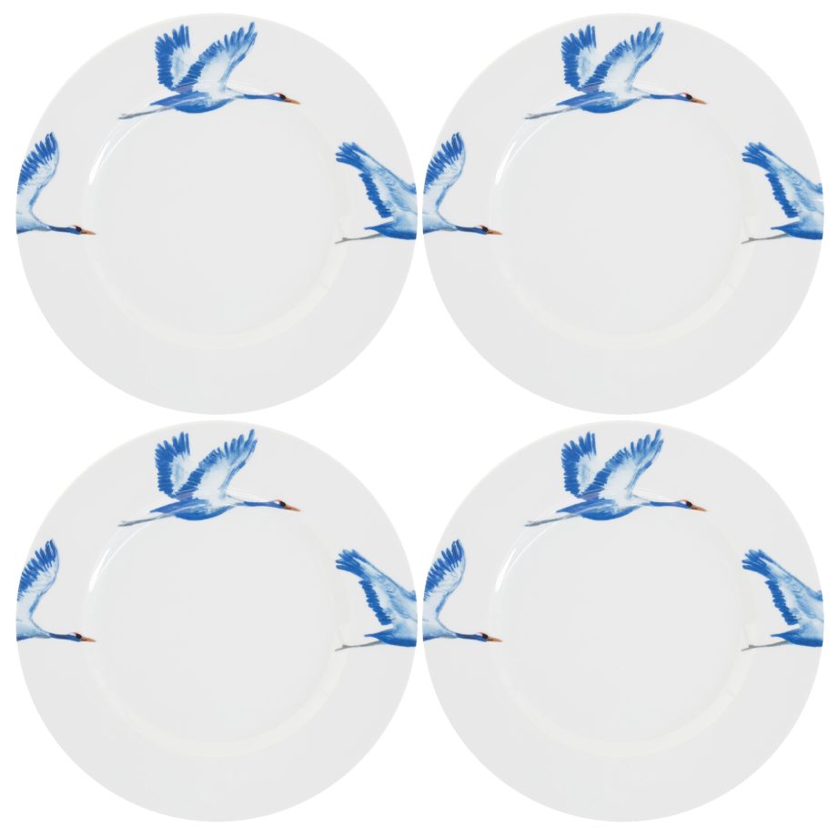 4 x Dinner plate 27 cm Lucky Cranes
